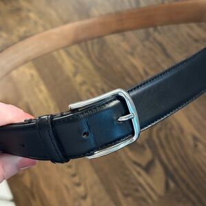 Saks Fifth Avenue Classic Black Leather Men's Belt